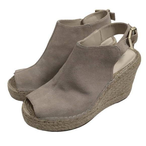 Kenneth Cole Wedge Shoes Womens 8.5 Odette Cream Suede Espadrille Sandals - Picture 10 of 10